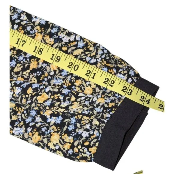 Allegra K Womens Floral Long Sleeve Top XL Black/Yellow/Blue - Picture 11 of 11